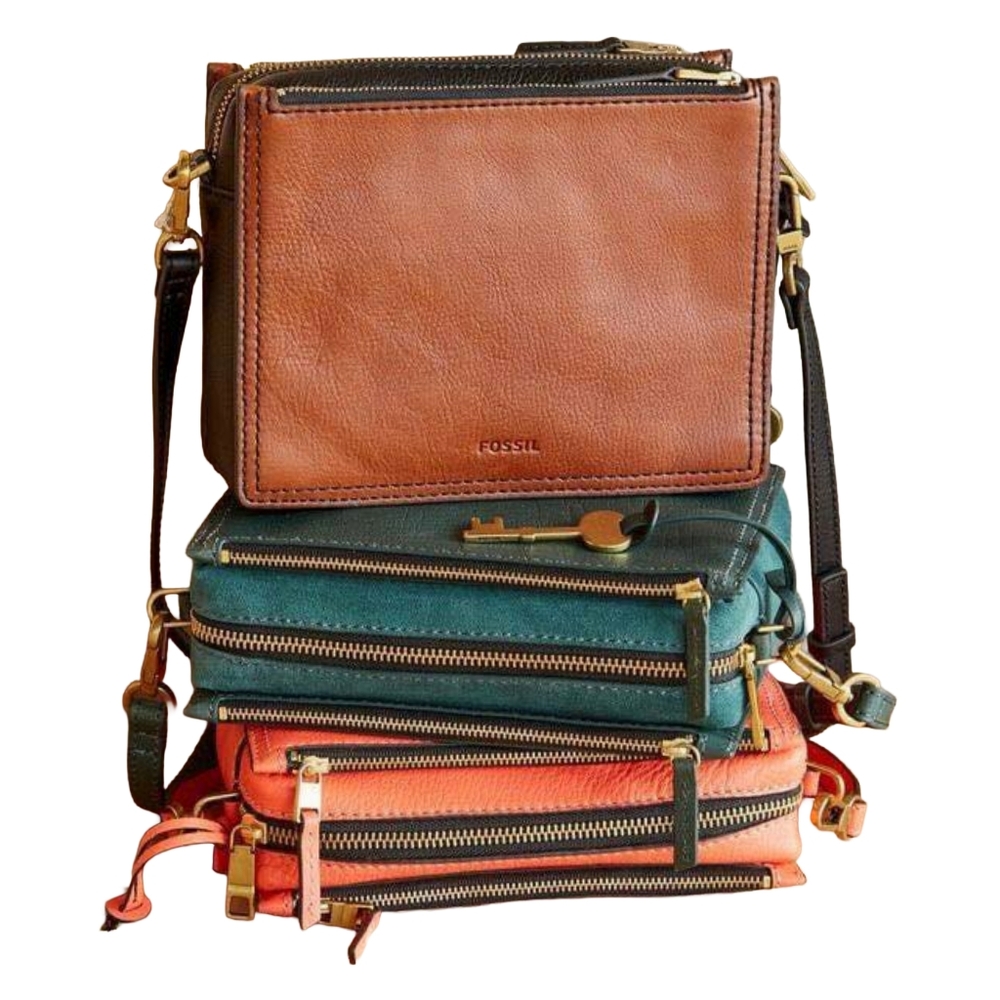 Vintage Fossil Campbell Leather Crossbody Bag